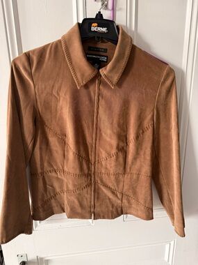 Norton McNaughton Tan Faux Suede Zip-Front Jacket